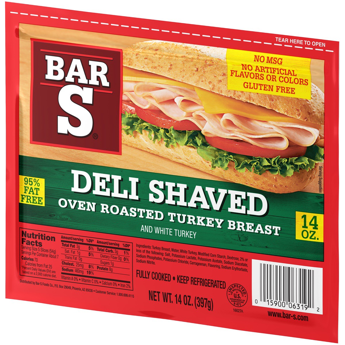 slide 3 of 9, Bar-S Turkey Breast, 14 oz