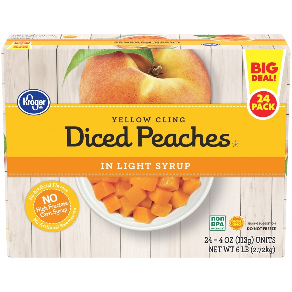slide 1 of 1, Kroger Diced Peaches Fruit Cups, 24 ct; 4 oz