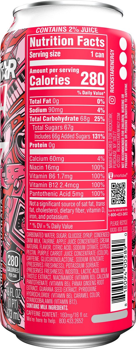 slide 5 of 5, Rockstar Boom Energy Drink Whipped Strawberry Naturally & Artificially Flavored - 16 oz, 16 fl oz