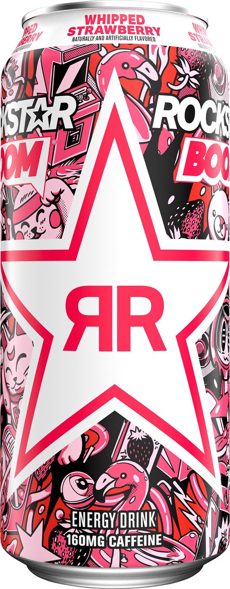 slide 3 of 5, Rockstar Boom Energy Drink Whipped Strawberry Naturally & Artificially Flavored - 16 oz, 16 fl oz