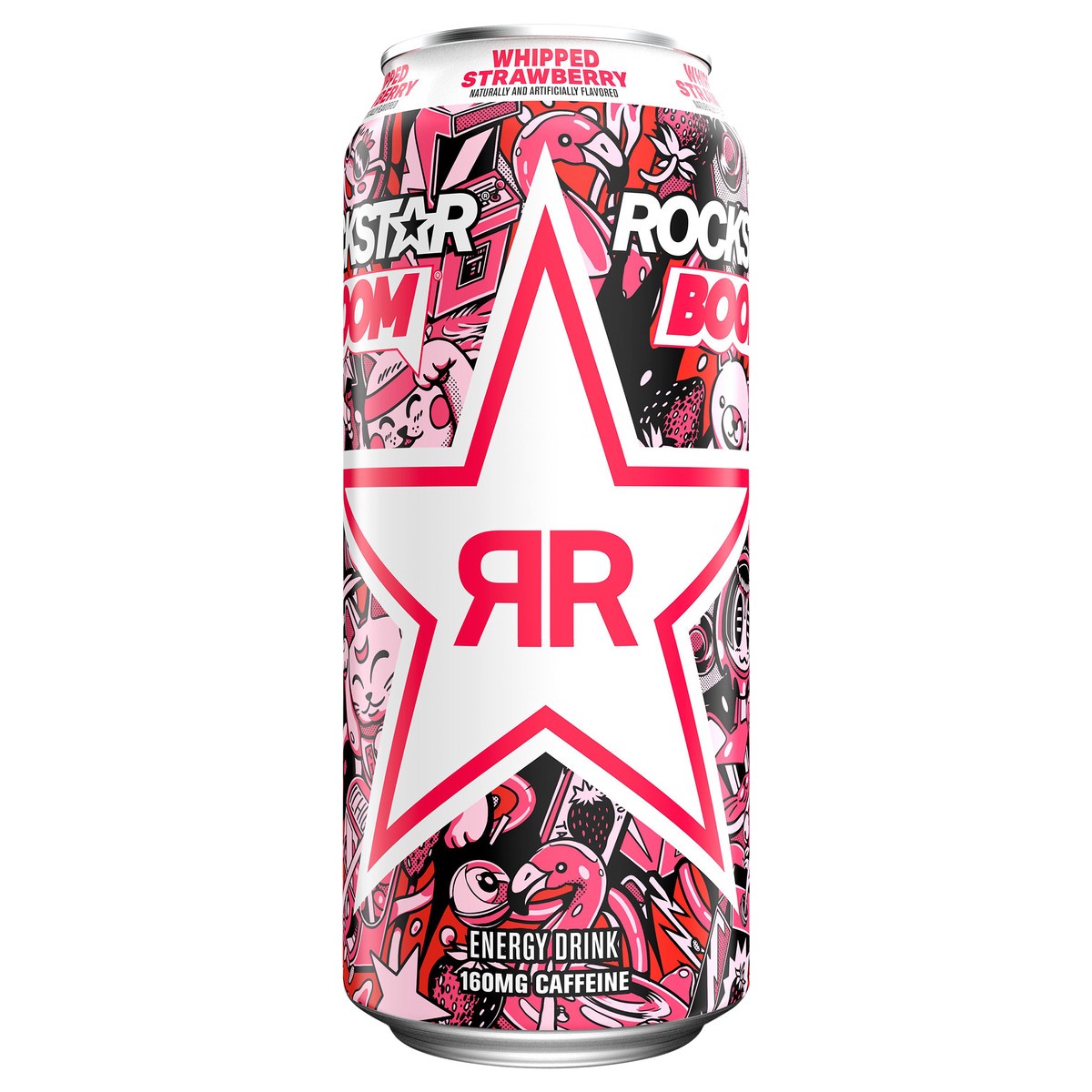 slide 1 of 5, Rockstar Boom Energy Drink Whipped Strawberry Naturally & Artificially Flavored - 16 oz, 16 fl oz