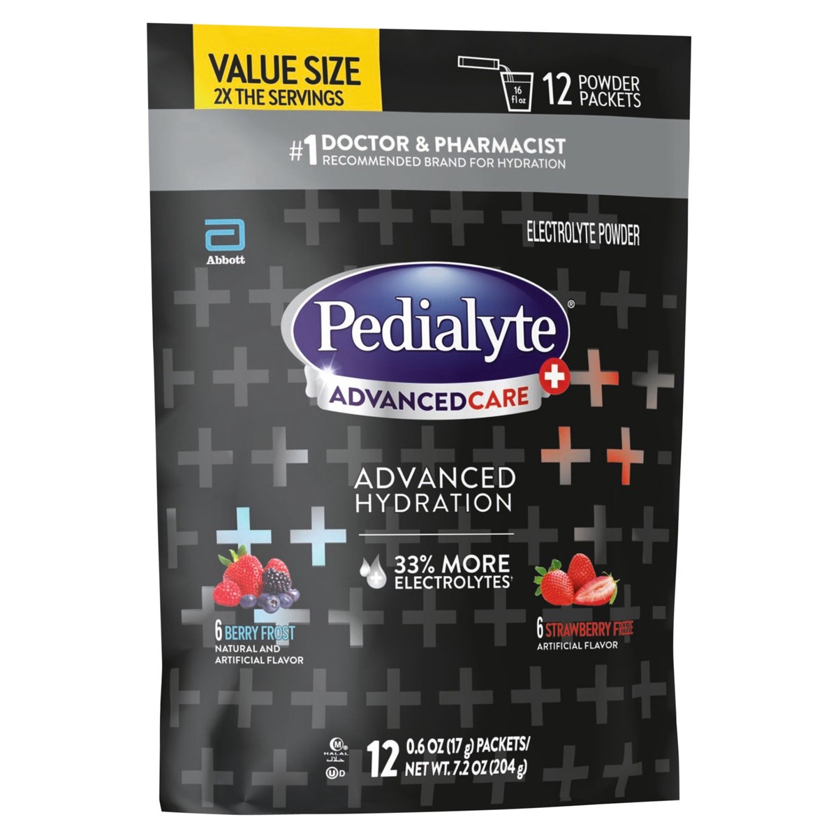 slide 2 of 5, Pedialyte AdvancedCare Plus Advanced Hydration Berry Frost/Strawberry Freeze Electrolyte Powder Value Size 12 - 0.6 oz Packets, 12 ct