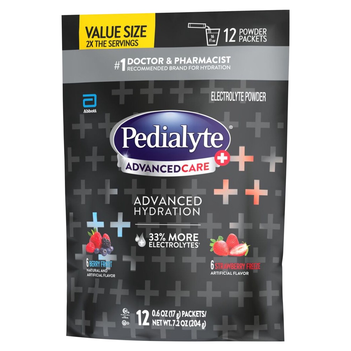 slide 3 of 5, Pedialyte AdvancedCare Plus Advanced Hydration Berry Frost/Strawberry Freeze Electrolyte Powder Value Size 12 - 0.6 oz Packets, 12 ct