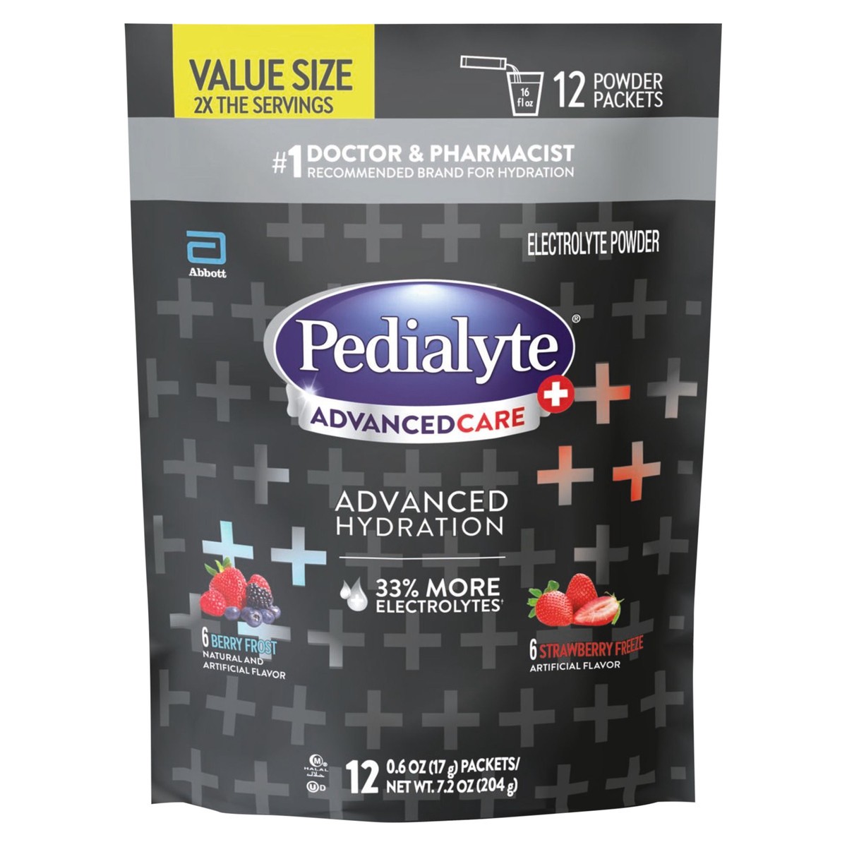 slide 1 of 5, Pedialyte AdvancedCare Plus Advanced Hydration Berry Frost/Strawberry Freeze Electrolyte Powder Value Size 12 - 0.6 oz Packets, 12 ct