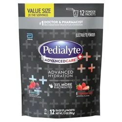 Pedialyte AdvancedCare Plus Advanced Hydration Berry Frost/Strawberry Freeze Electrolyte Powder Value Size - 12 ct