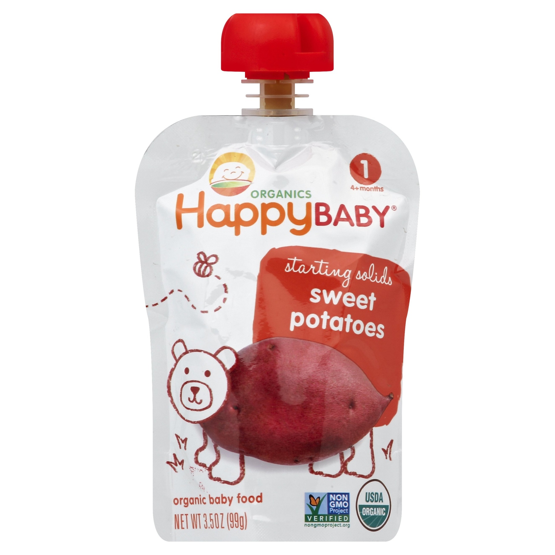 slide 1 of 6, Happy Baby Stage 1 Sweet Potato Organic Baby Food, 3.5 oz