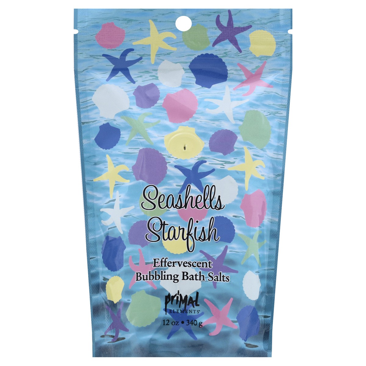 slide 3 of 3, Primal Elements Seashells & Starfish Effervescent Bubbling Bath Salts, 12 oz