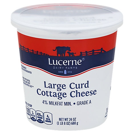 slide 1 of 1, Lucerne Cottage Cheese 4% Large Curd, 24 oz