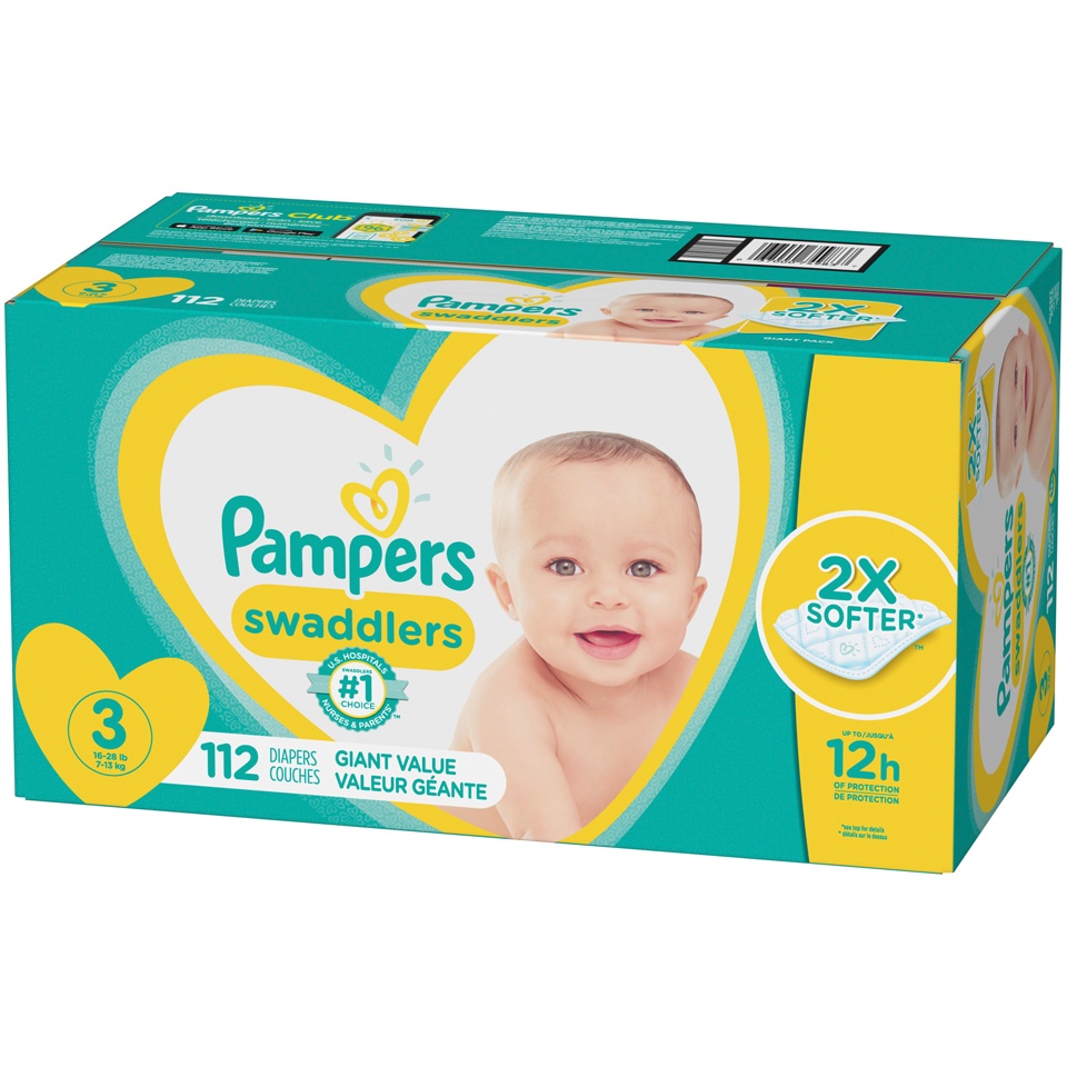 slide 3 of 3, Pampers Swaddlers Diapers Size 3 Giant Value Pack, 112 ct