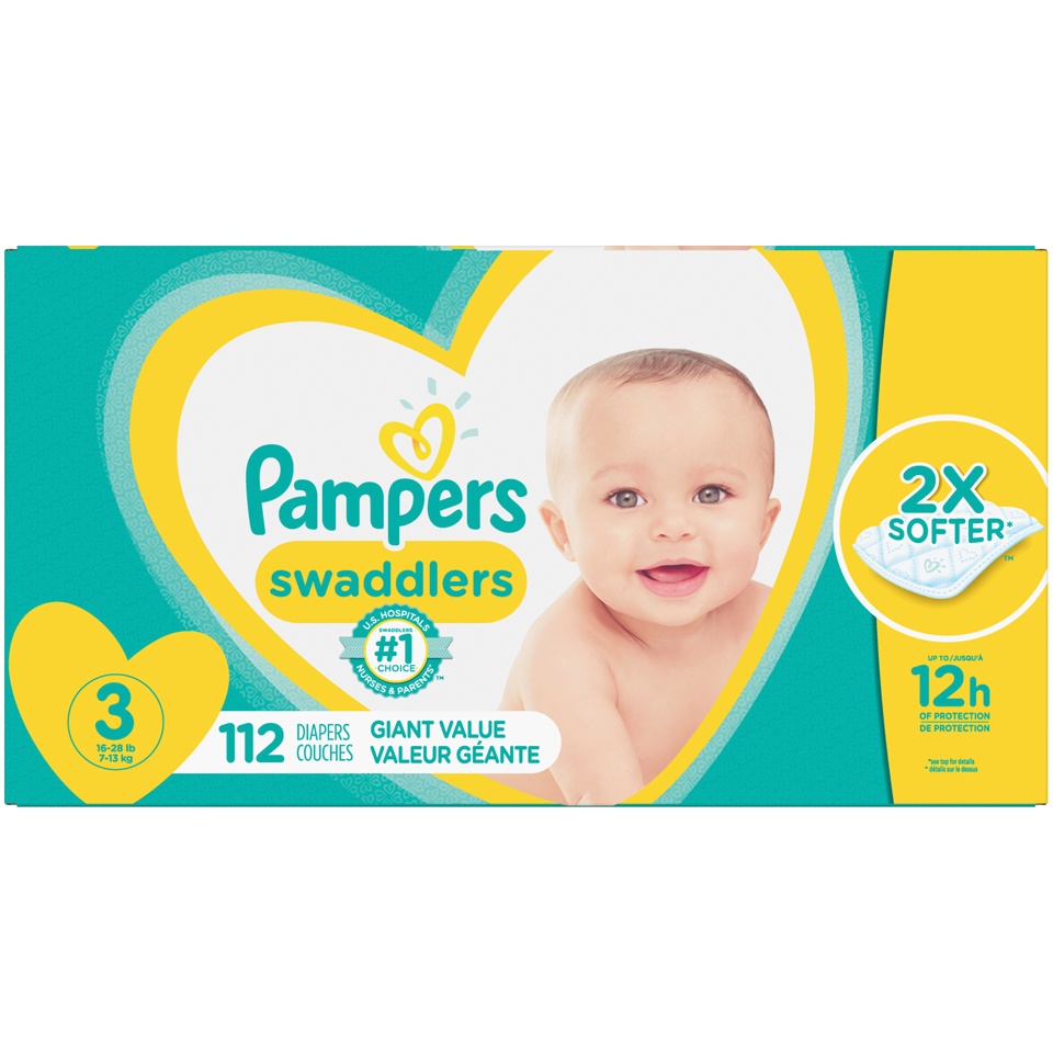 slide 1 of 3, Pampers Swaddlers Diapers Size 3 Giant Value Pack, 112 ct