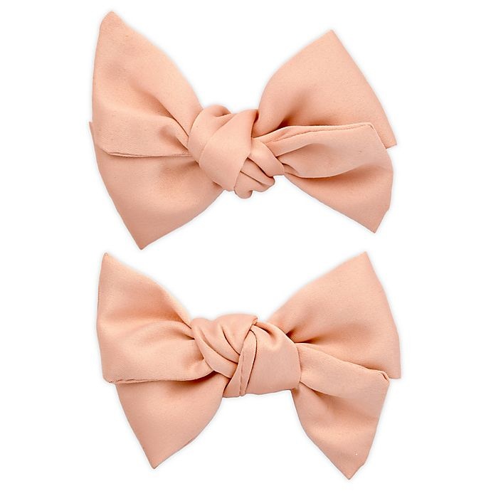 slide 1 of 1, Khristie Satin Bow Hair Clips - Champagne, 2 ct