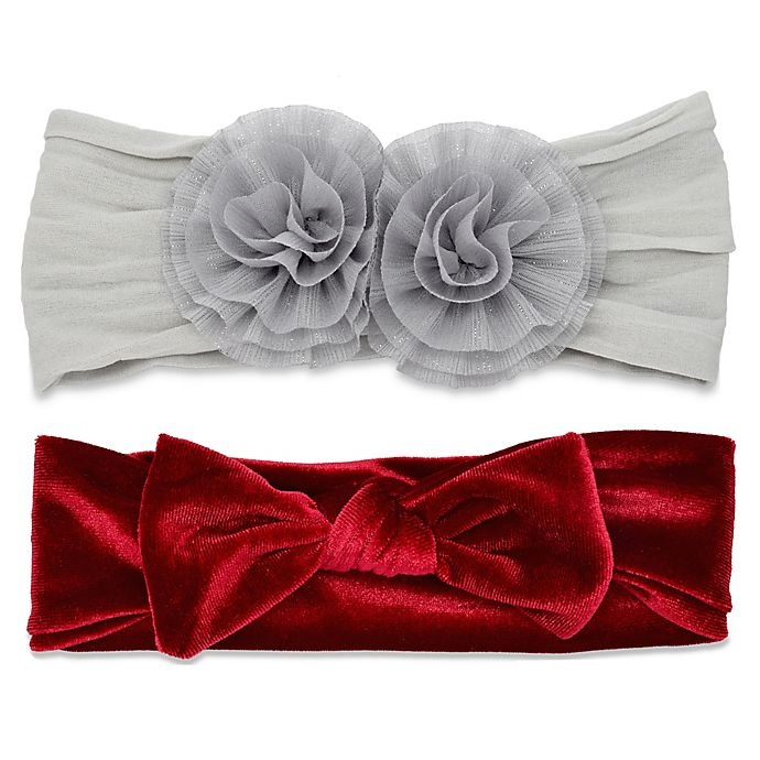 slide 1 of 1, Khristie Double Flower and Bow Headbands, 2 ct