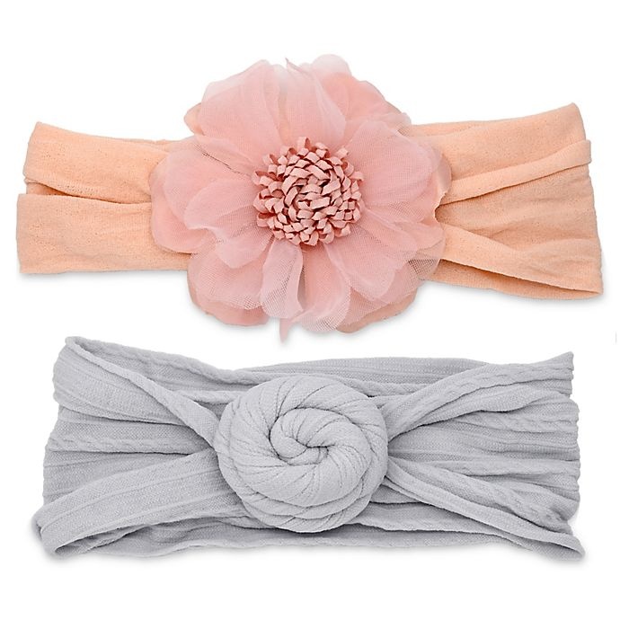 slide 1 of 1, Khristie Flower and Turban Bun Headbands, 2 ct