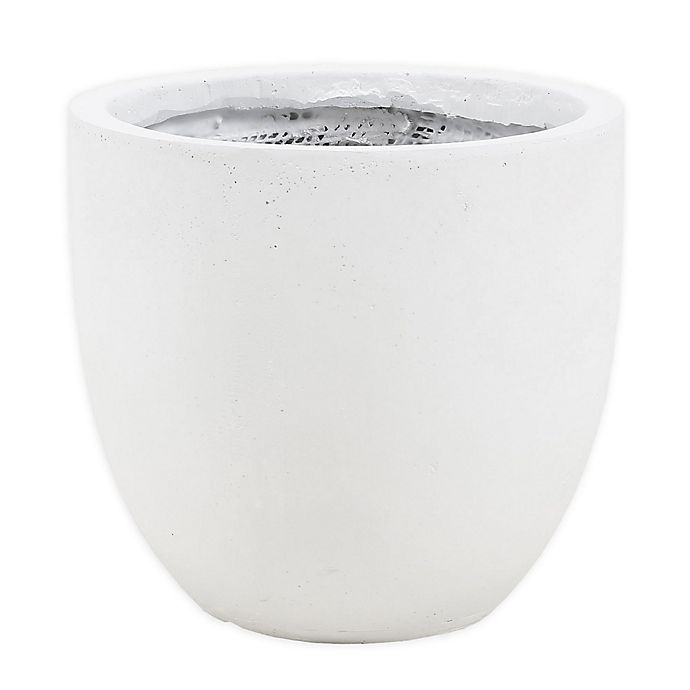 slide 1 of 2, Winsome House Smooth Stone Finish Large Round Bowl Planter - White, 1 ct