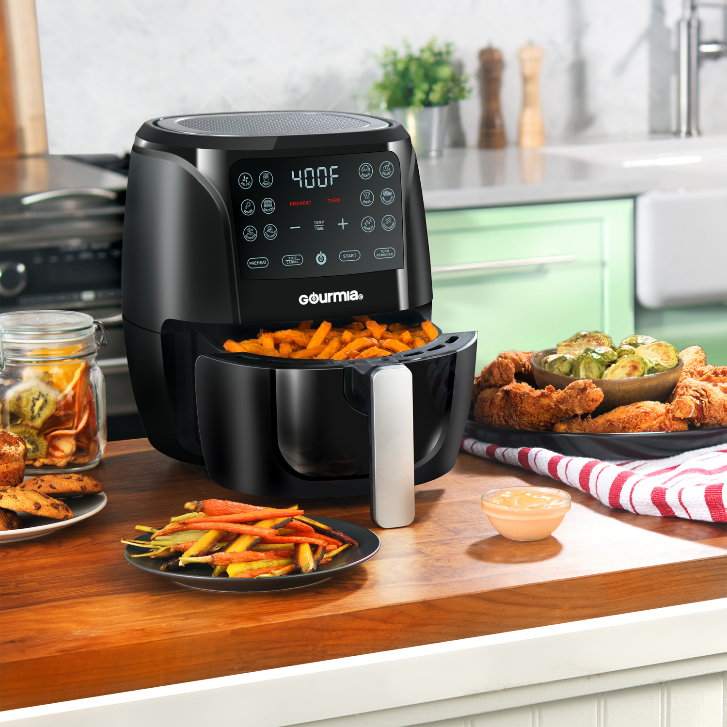 slide 2 of 5, Gourmia Digital 4-Qt. Air Fryer with Guided Cooking Prompts, 1 ct