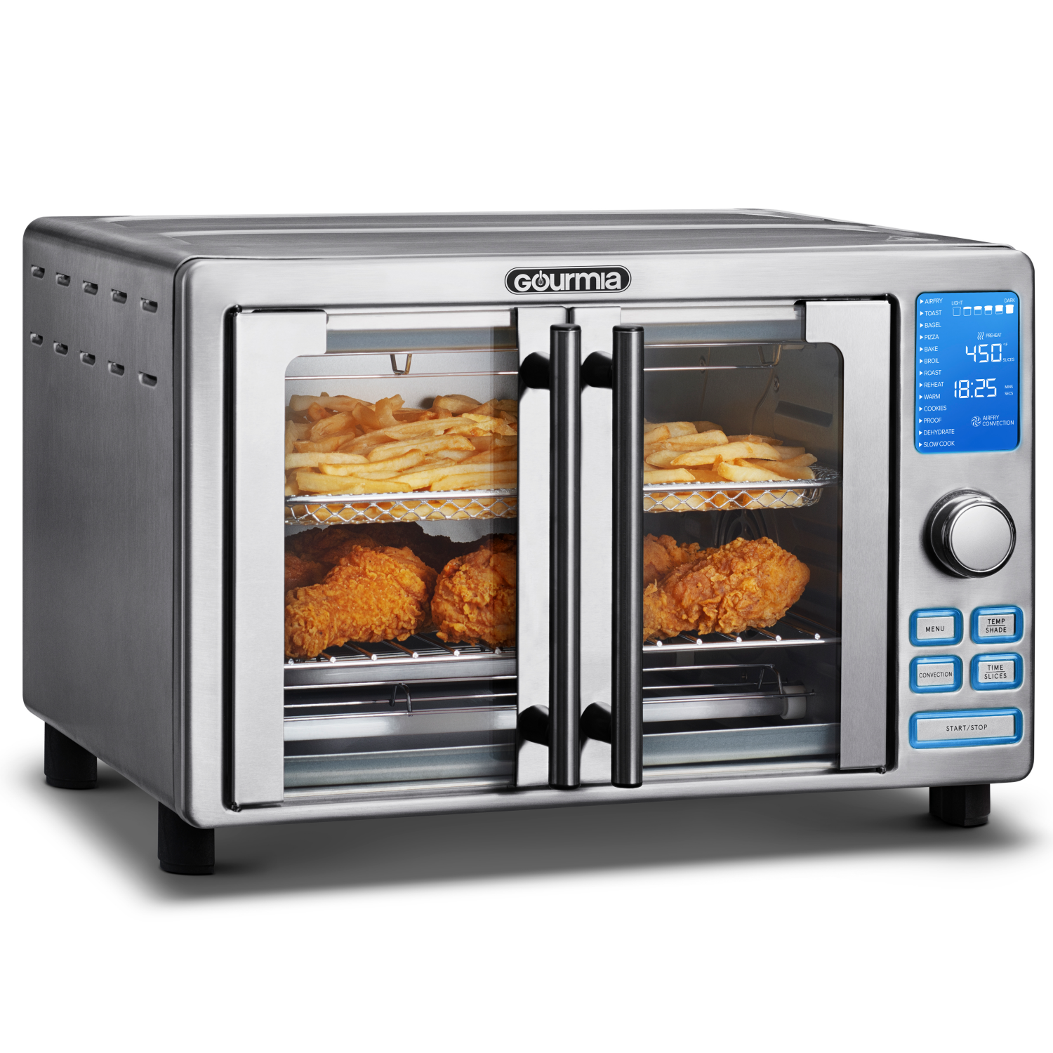 slide 3 of 5, Gourmia French Door Digital Air Fryer Oven with 14 Cooking Presets, 6-Slice Capacity, 1 ct