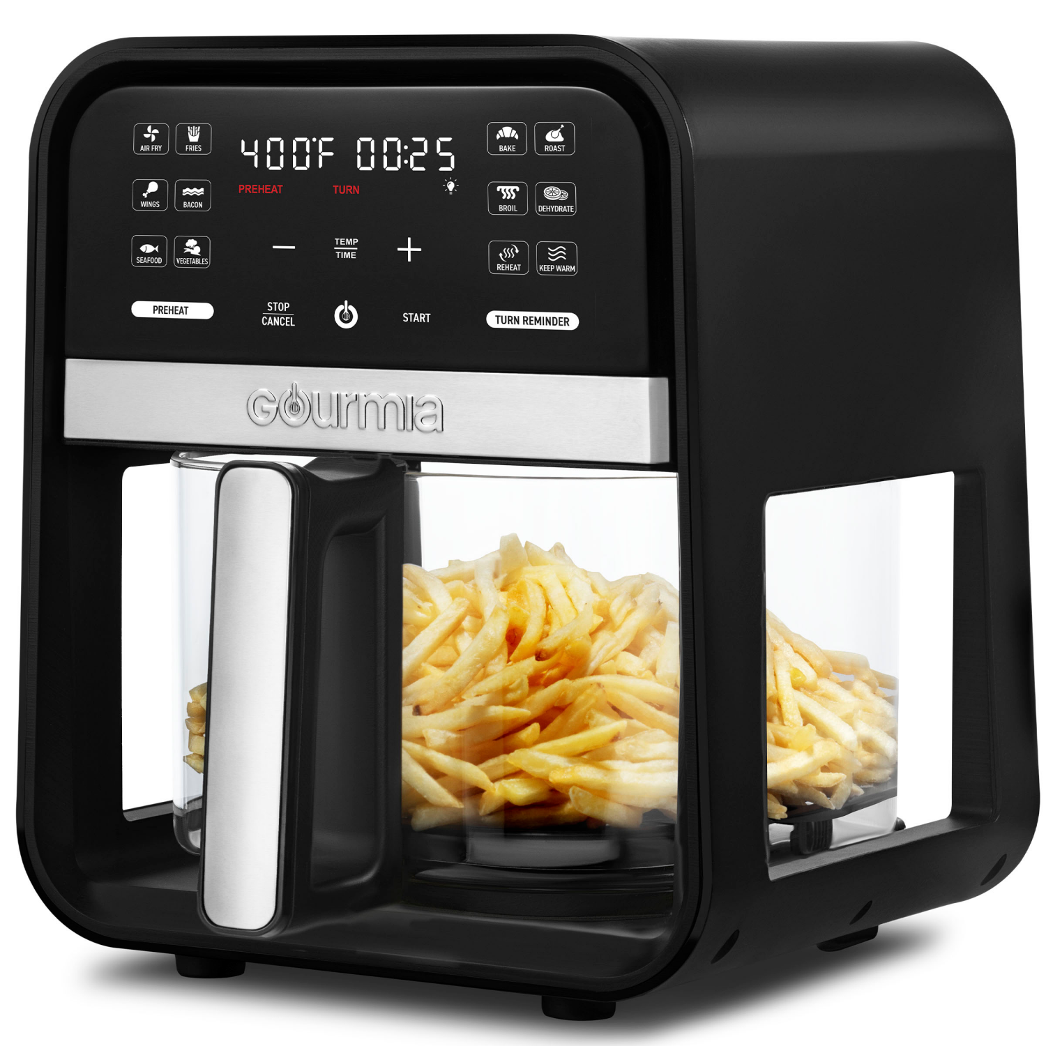 slide 4 of 5, Gourmia 7qt Clear Glass Digital Air Fryer, 7 qt