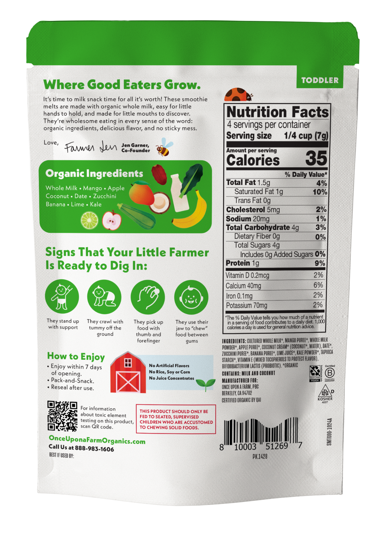 slide 2 of 2, Once Upon a Farm Organic Smoothie Melts, Tropical Greens - 1 oz, 1 oz