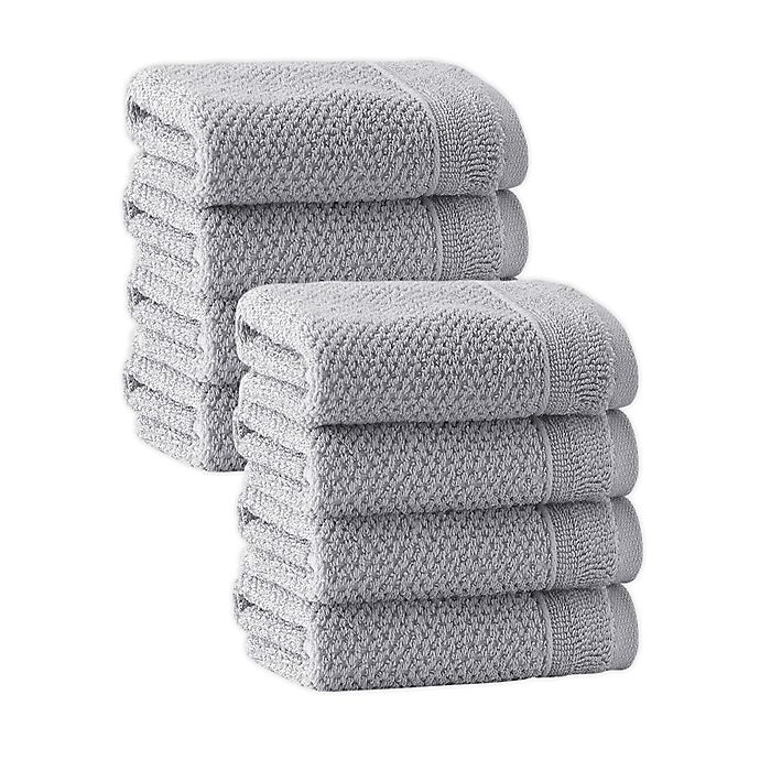 slide 1 of 2, Enchante Home Veta Washcloths - Silver, 8 ct