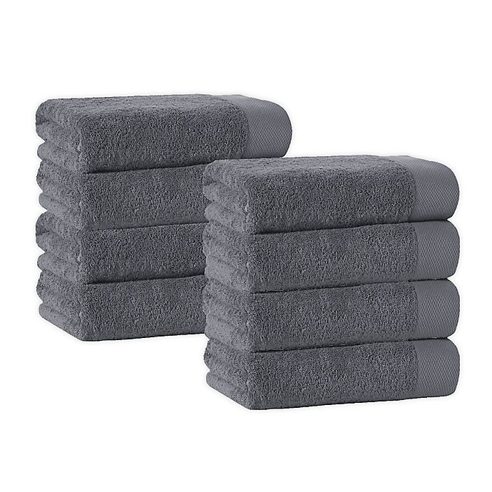 slide 1 of 2, Enchante Home Signature Turkish Cotton Hand Towels - Anthracite, 8 ct