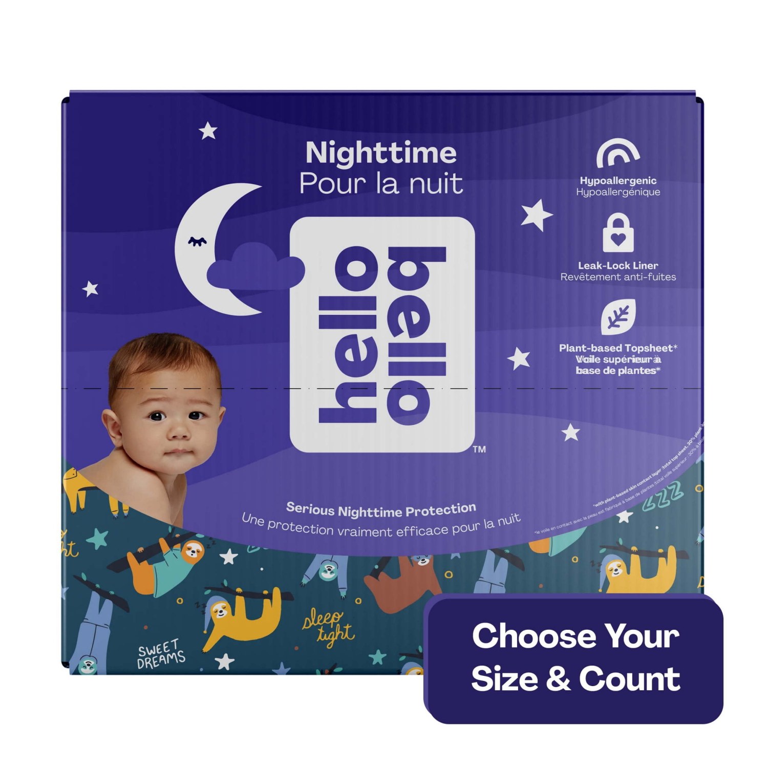 slide 3 of 6, Hello Bello Overnight Club Diapers, Size 4, 68ct, 68 ct