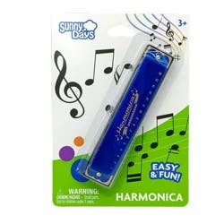 Get ready for tons of musical fun with this easy to use Harmonica. Introduce kids to the art of music. The instrument is 5 inches long with 16 holes, just the right size for little hands. Perfect for young music lovers, the beautiful sounds are sure to delight and enchant children's curiosity. Strengthen important developmental skills while learning fun songs like Happy Birthday, Rain Go Away, and Head Shoulders Knees and Toes and more.