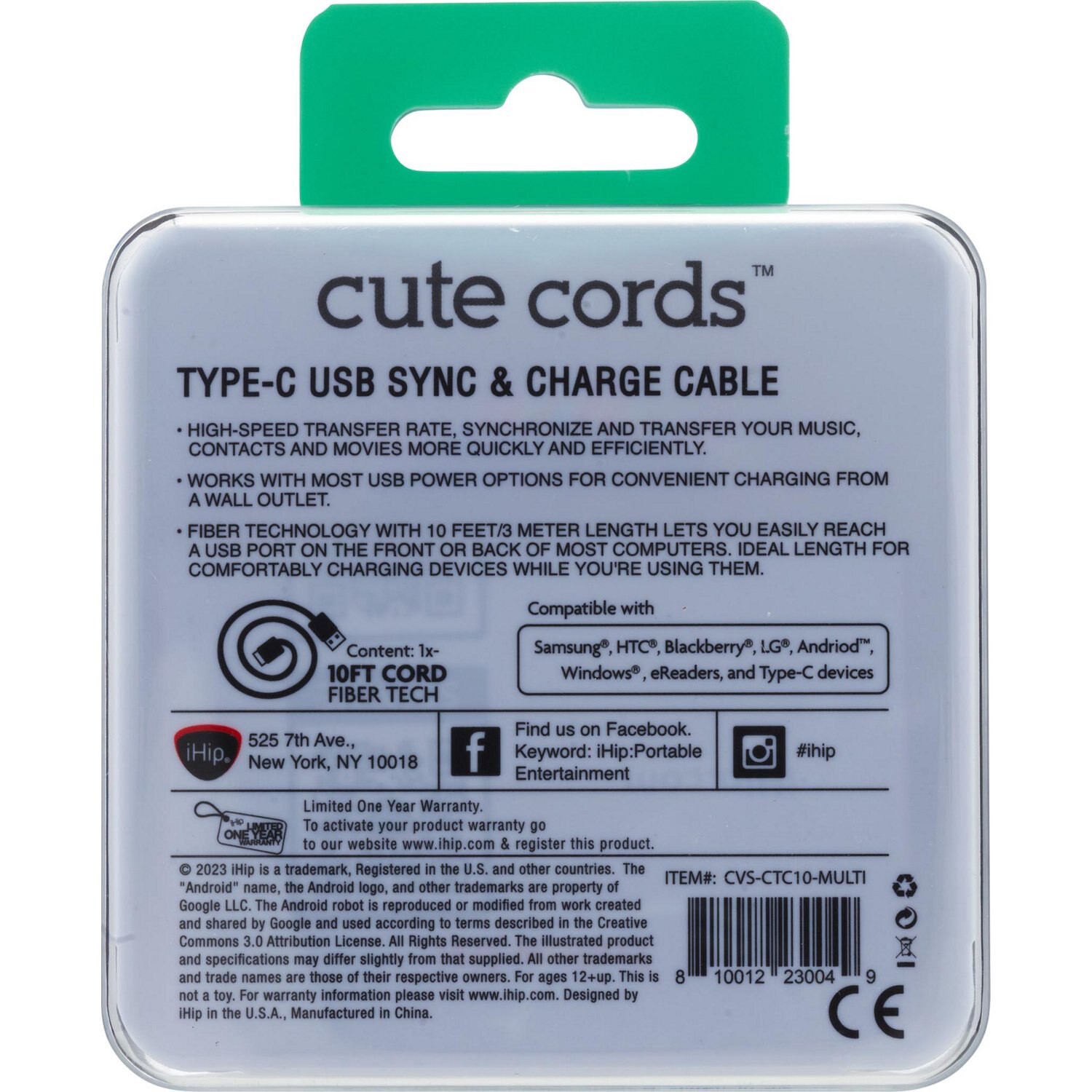 slide 2 of 2, Cute Type C 10Ft Cable Rainbow, 1 ct