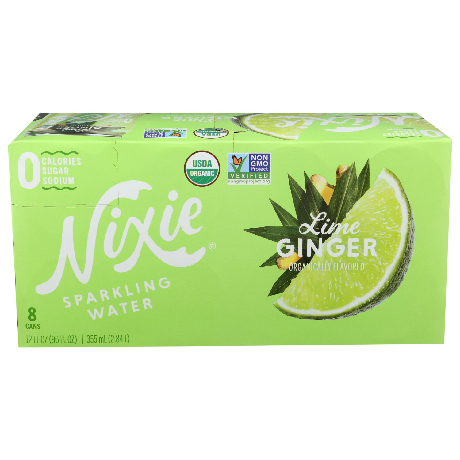 slide 1 of 2, Nixie Lime Ginger Sparkling Water - 96 fl oz, 8 ct; 12 oz