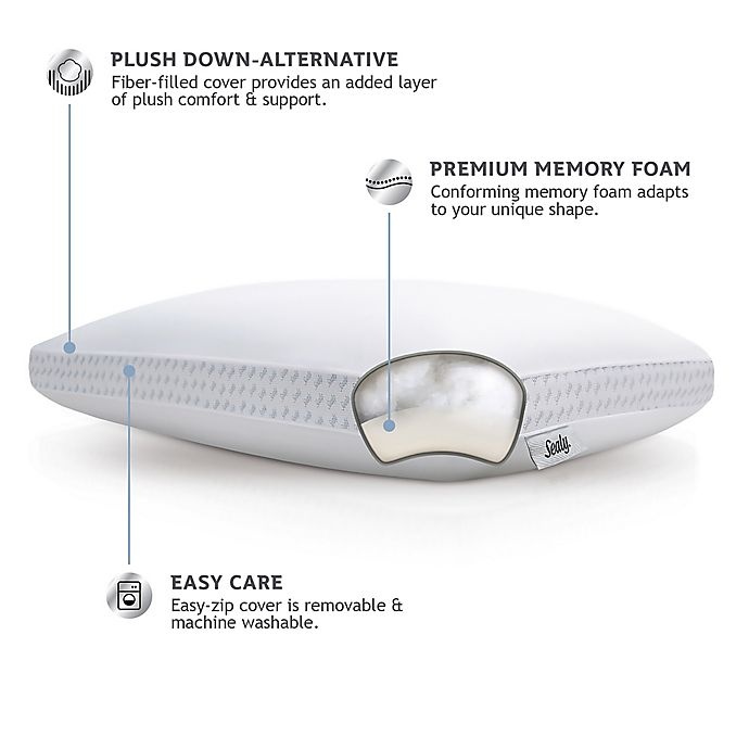 slide 7 of 8, Sealy Down Alternative and Memory Foam Standard/Queen Pillow, 1 ct