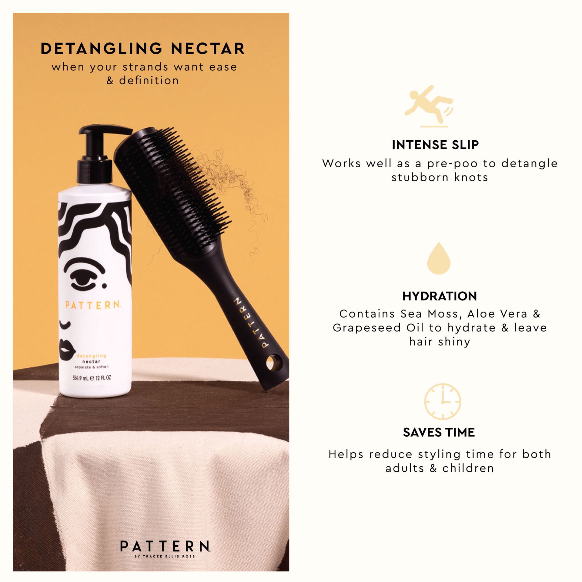 slide 4 of 6, PATTERN by Tracee Ellis Ross Detangling Nectar for Curls & Coils 12 oz / 354.9 mL,
