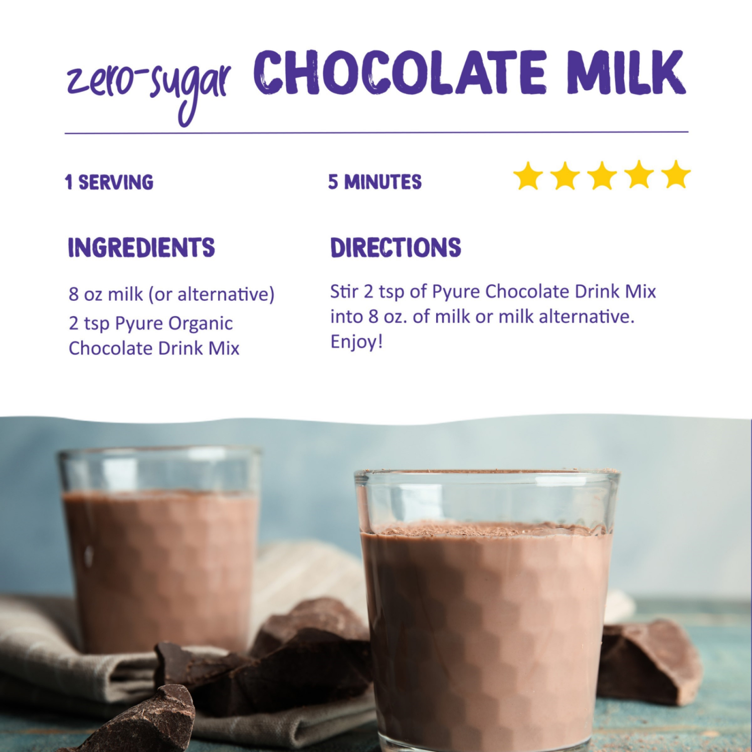 slide 2 of 2, Pyure Drink Mix Org Choc - 7.23 oz, 7.23 oz