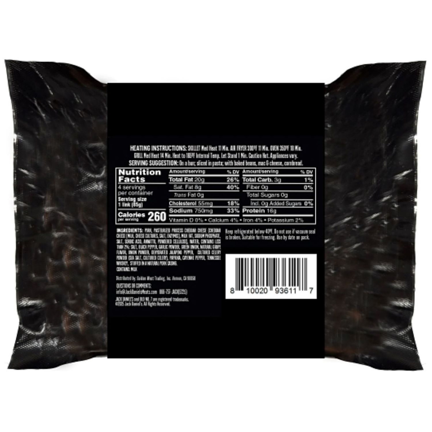 slide 2 of 3, Jack Daniel's Cheddar Jalapeno Pork Sausage Links, 12 oz