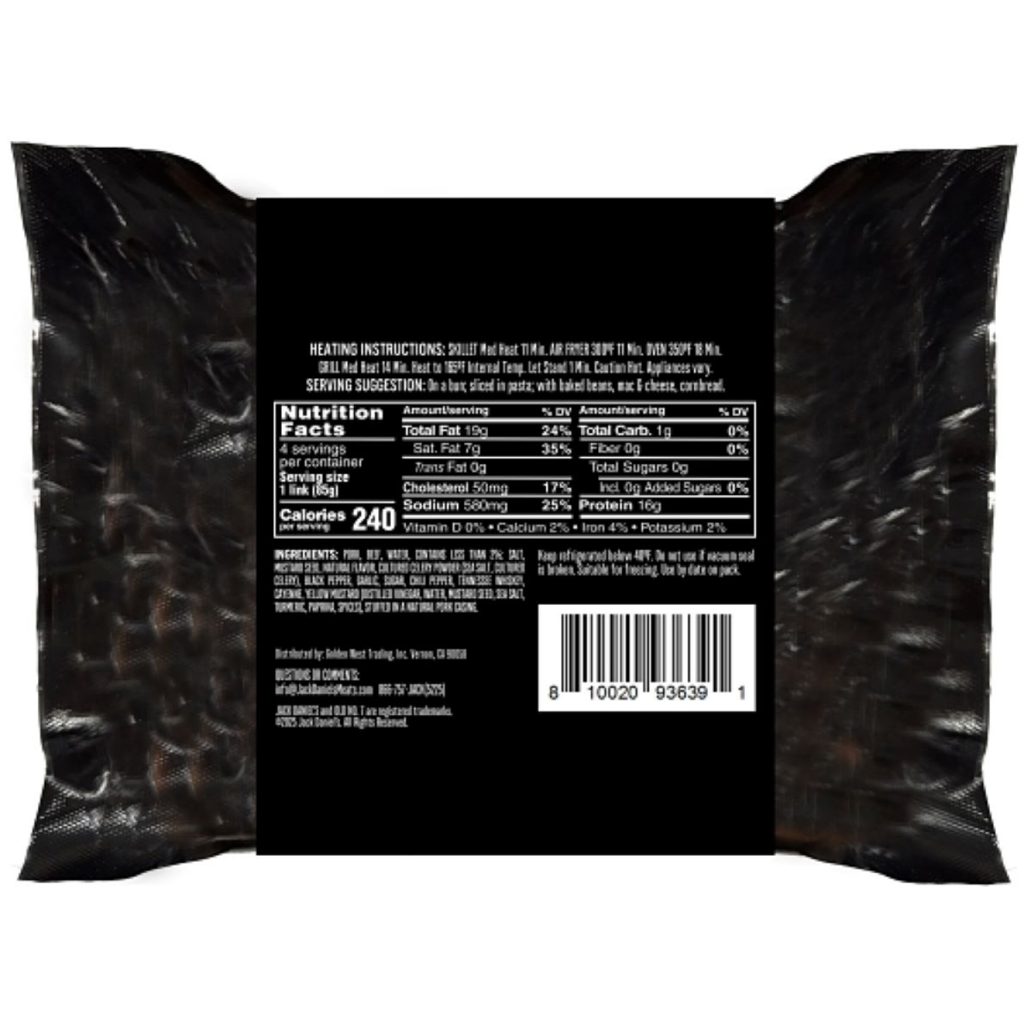 slide 2 of 3, Jack Daniel's® Texas Style Smokehouse Smoked Pork & Beef Sausage Links, 12 oz