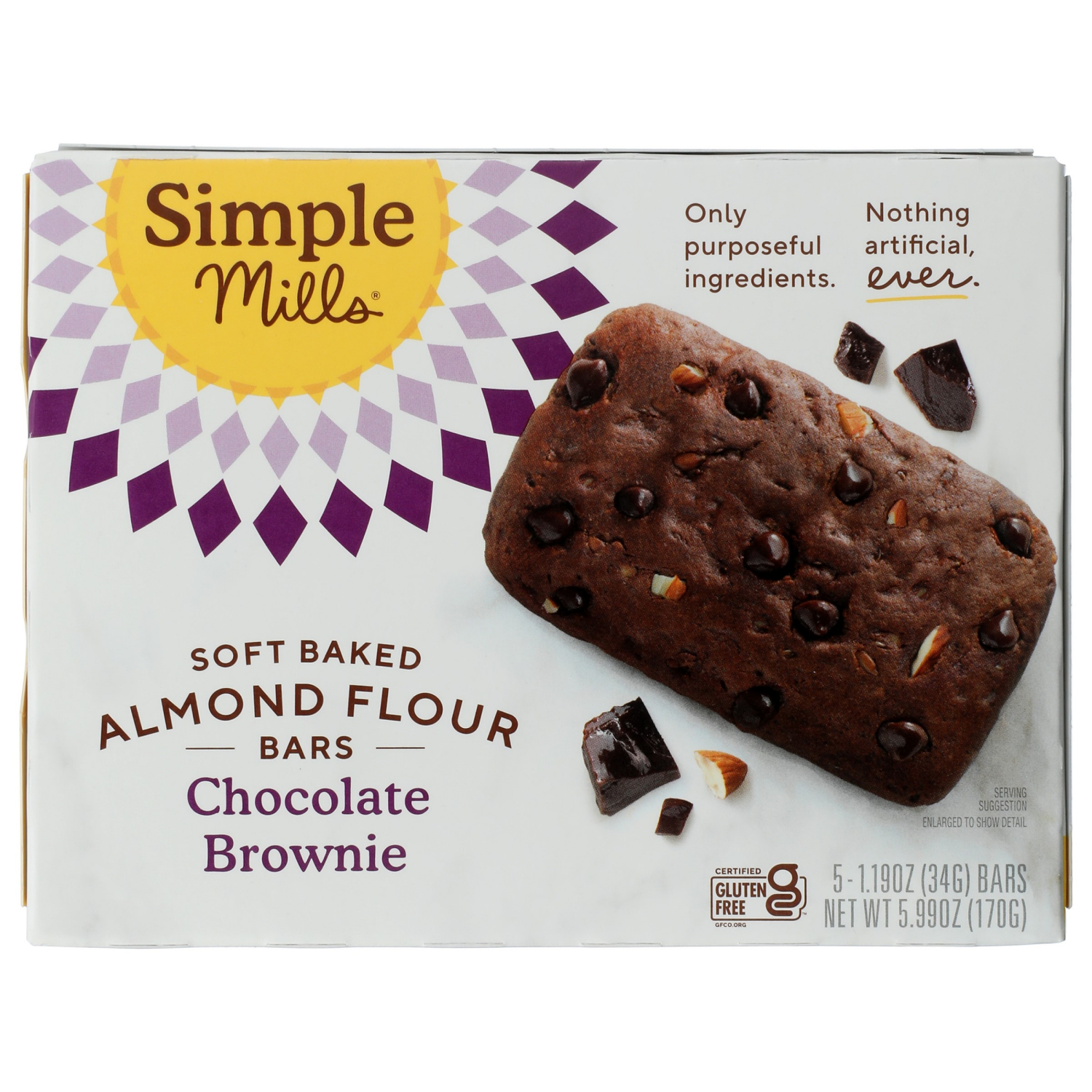 slide 2 of 4, Simple Mills Soft Baked Almond Flour Chocolate Brownie Bars Bars - 5 ct, 5 ct