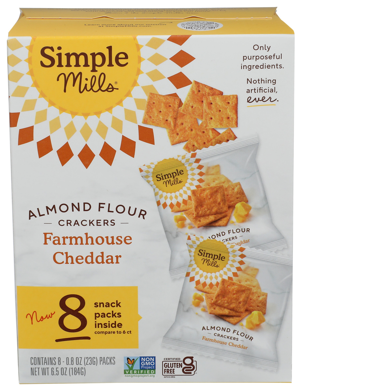 slide 1 of 2, Simple Mills Almond Flour Crackers Farmhouse Cheddar - 6.5oz/8pk, 6.5 oz, 8 ct