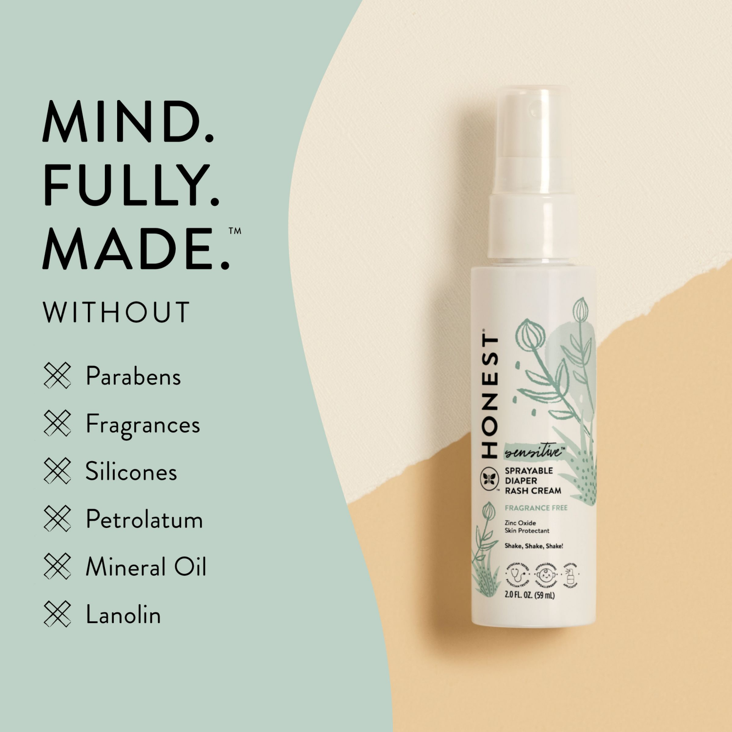 slide 4 of 6, Honest Sprayable Sensitive Diaper Rash Cream 2.0 fl oz, 2 fl oz