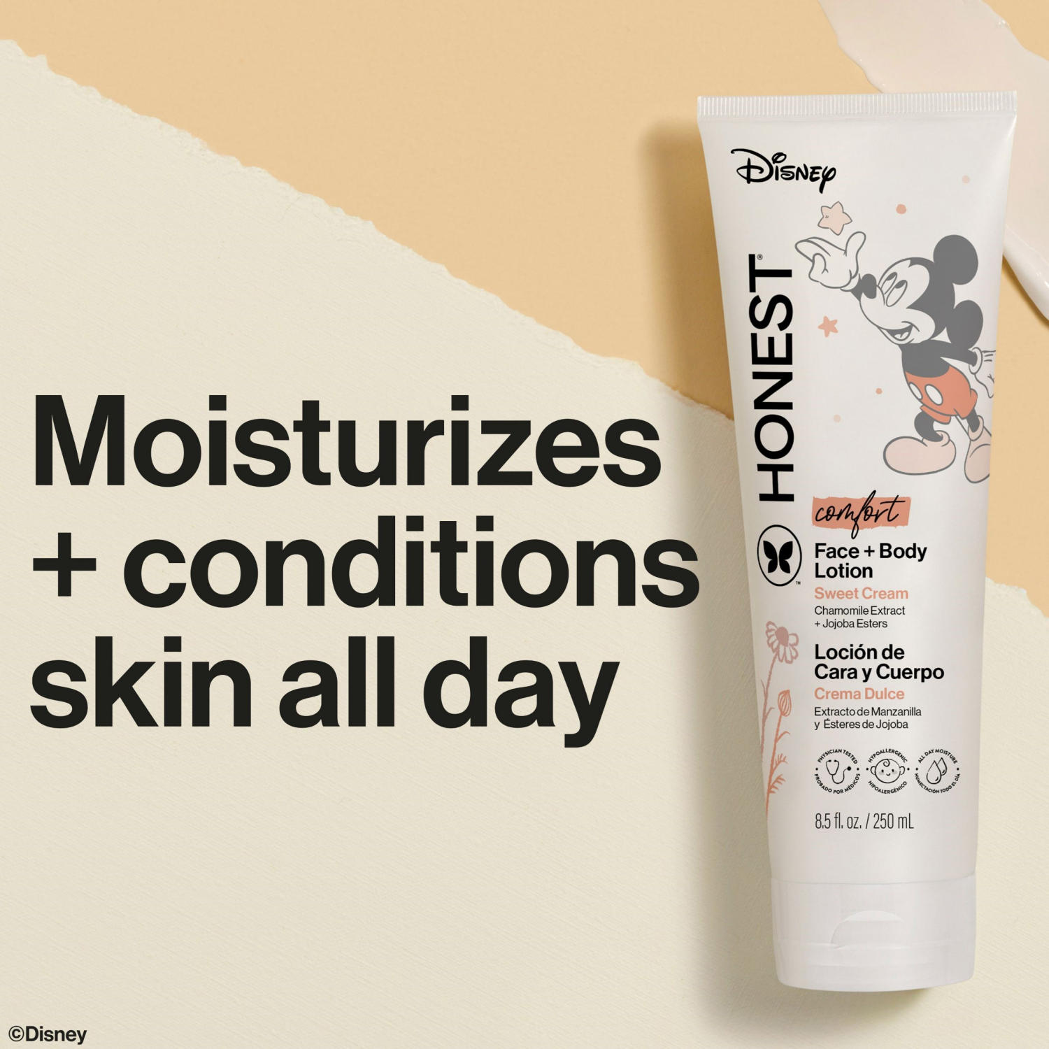 slide 5 of 8, Honest Disney Comfort Sweet Cream Face + Body Lotion 8.5 fl oz, 8.5 fl oz