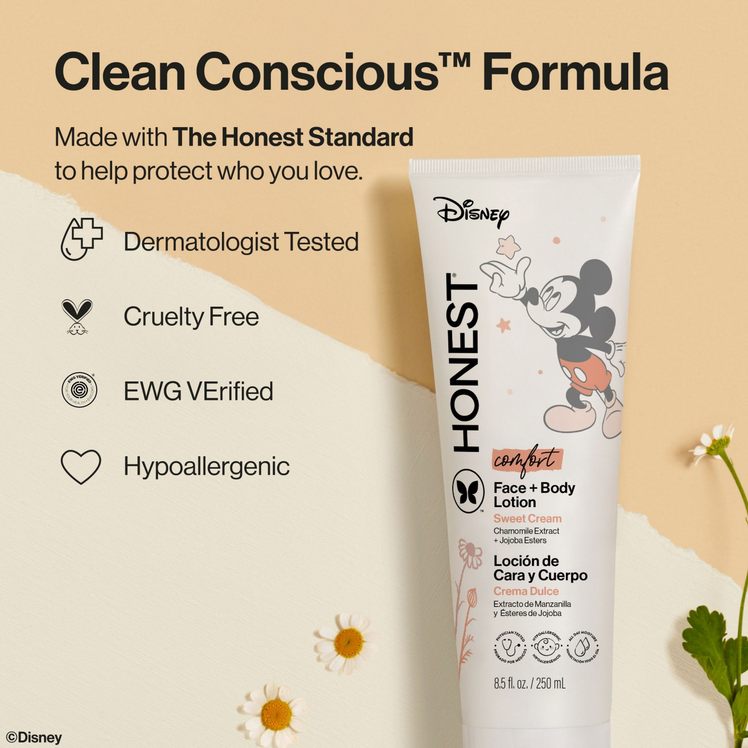 slide 7 of 8, Honest Disney Comfort Sweet Cream Face + Body Lotion 8.5 fl oz, 8.5 fl oz