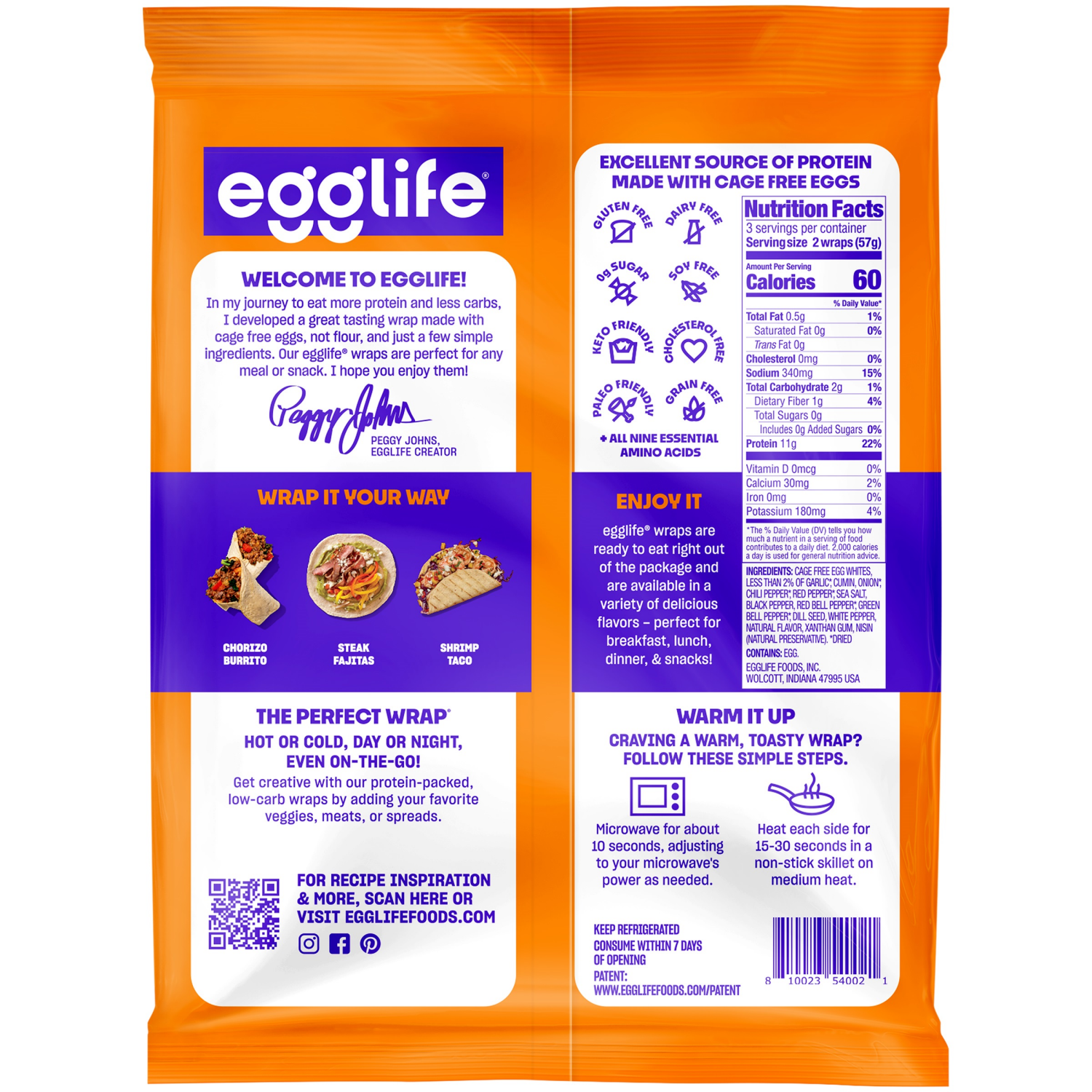 slide 2 of 5, egglife Southwest Egg White Wraps 6 Each, 6 ct