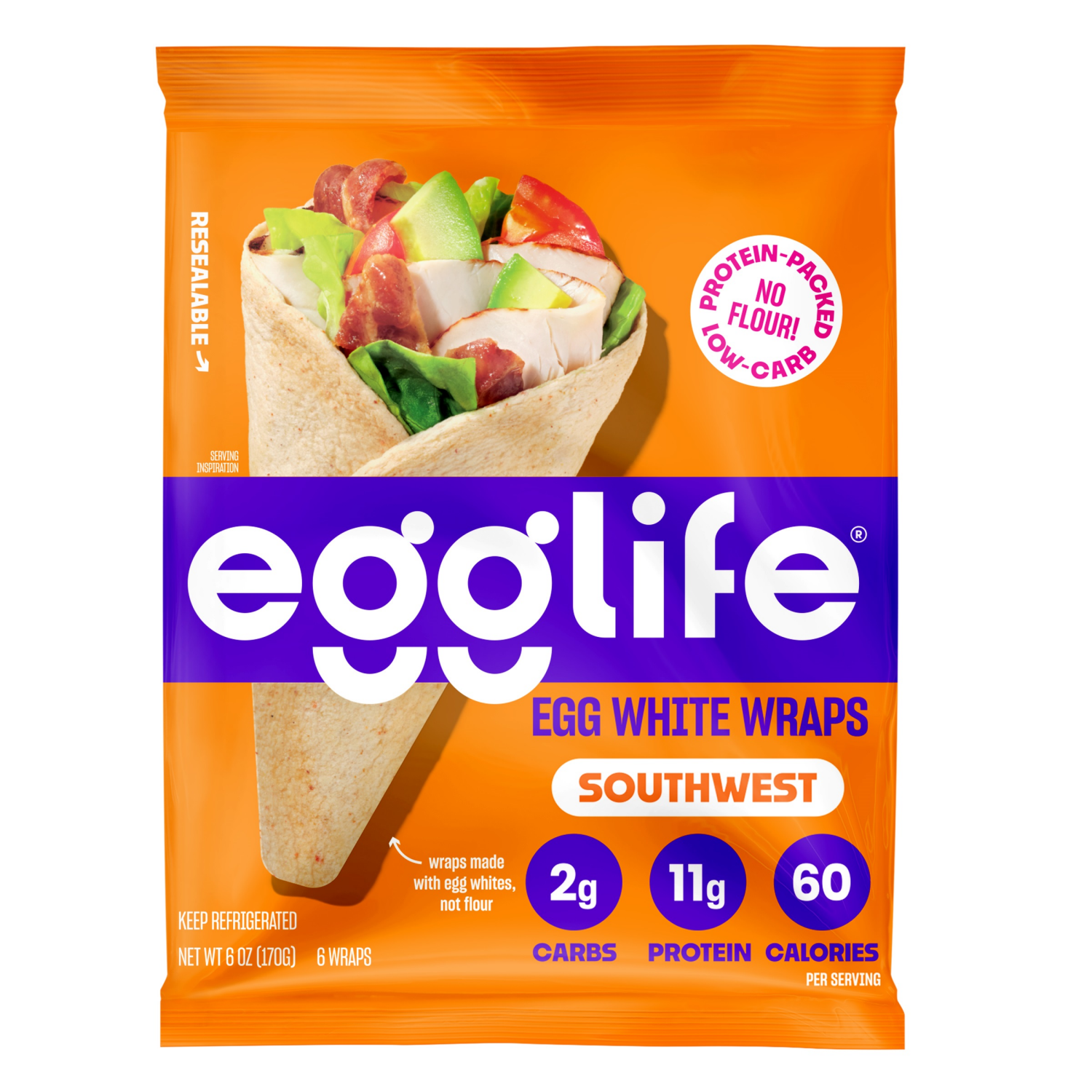 slide 1 of 5, egglife Southwest Egg White Wraps 6 Each, 6 ct