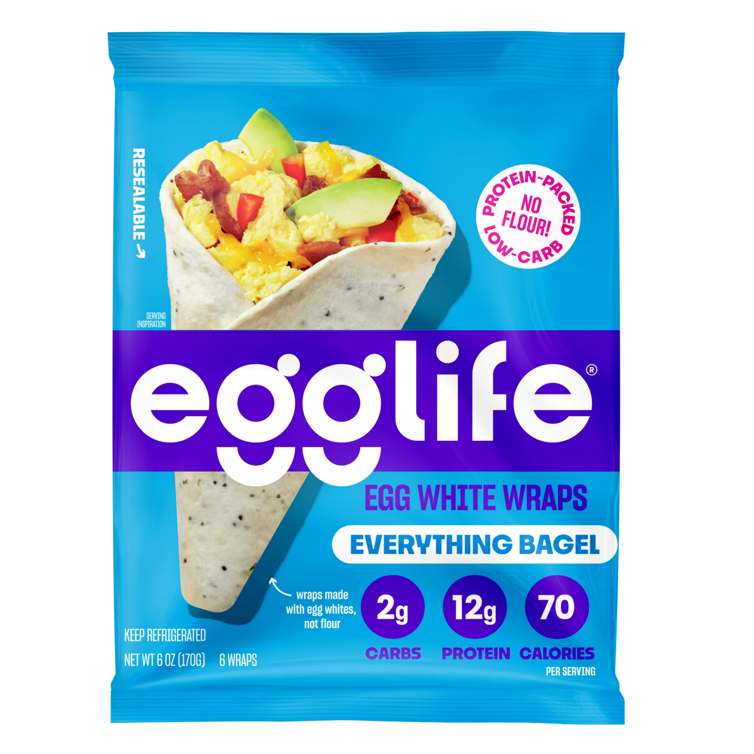 slide 1 of 5, egglife Everything Bagel Egg White Wraps 6 Each, 6 ct