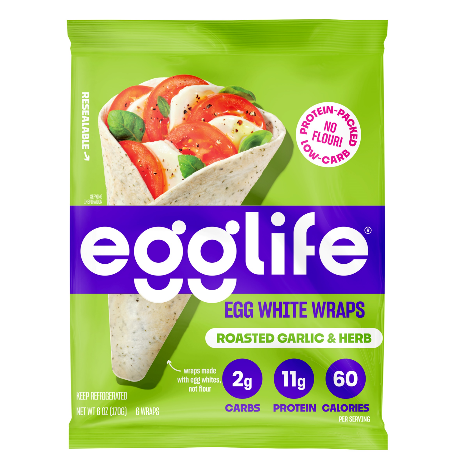 slide 1 of 5, egglife Roasted Garlic & Herb Egg White Wraps 6 Each, 6 ct