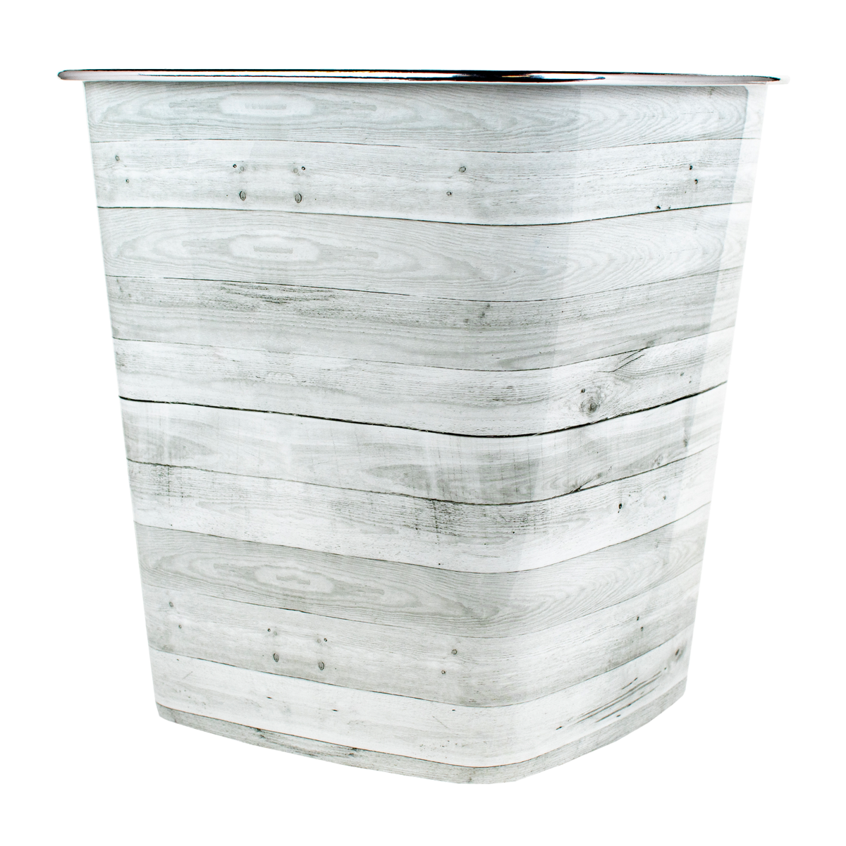 slide 5 of 5, Kolorae Waste Can, White Plank, 10.25" x 10" x 10", 10 in x 10 in