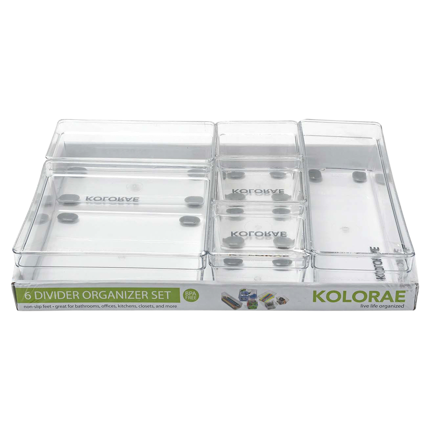 slide 1 of 2, Kolorae 6 Divider Organizer Set, No Slip Feet, 1 ct