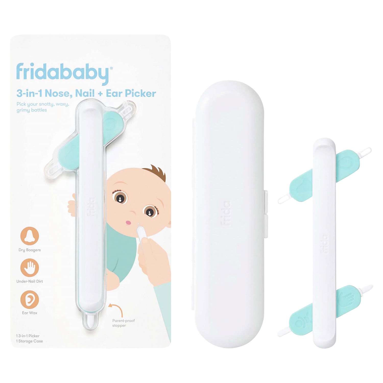 slide 1 of 5, Fridababy 3-in-1 Nose, Nail + Ear Picker 1 ea, 1 ct