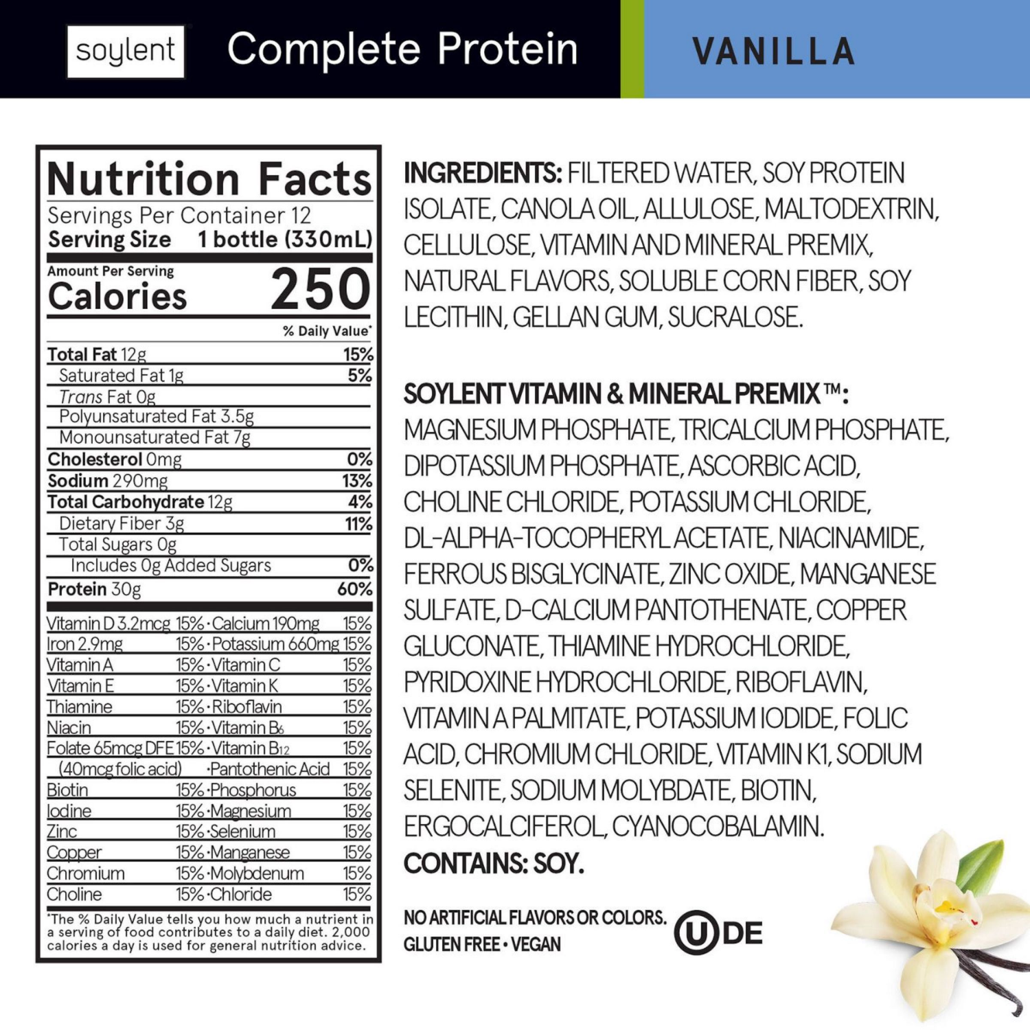 slide 2 of 4, Soylent Complete Protein Vanilla Nutrition Shake 4 - 11 fl oz Bottles, 4 ct