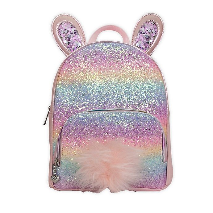 slide 1 of 1, OMG Accessories Rainbow Glitter Bunny Mini Backpack - Pink, 1 ct