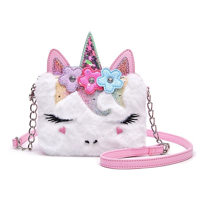 slide 1 of 4, OMG Accessories Miss Gwen Plush Flower Crown Crossbody Bag - White, 1 ct