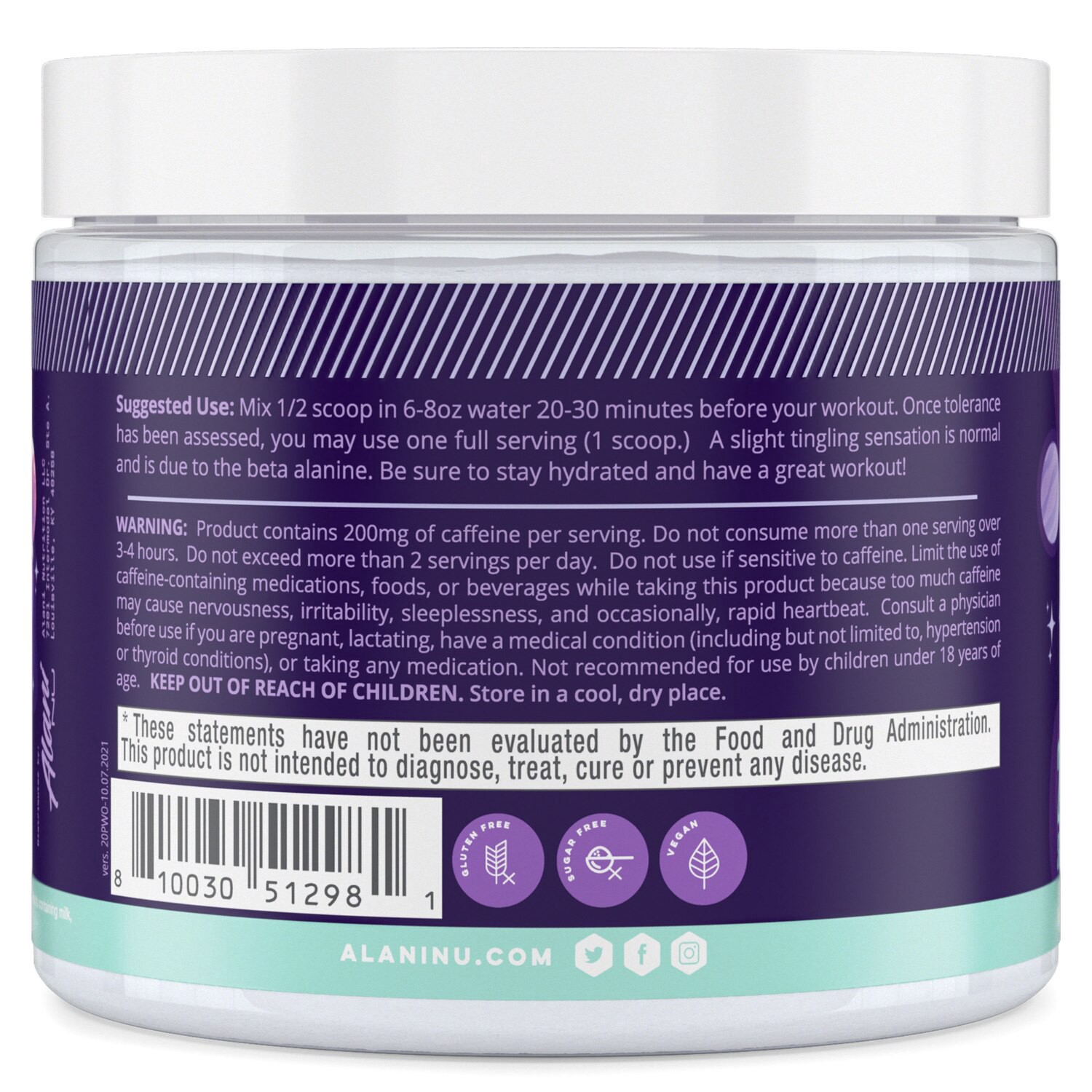 slide 2 of 3, Alani Nu Preworkout Cosmic Stardust 20srv, 7 oz