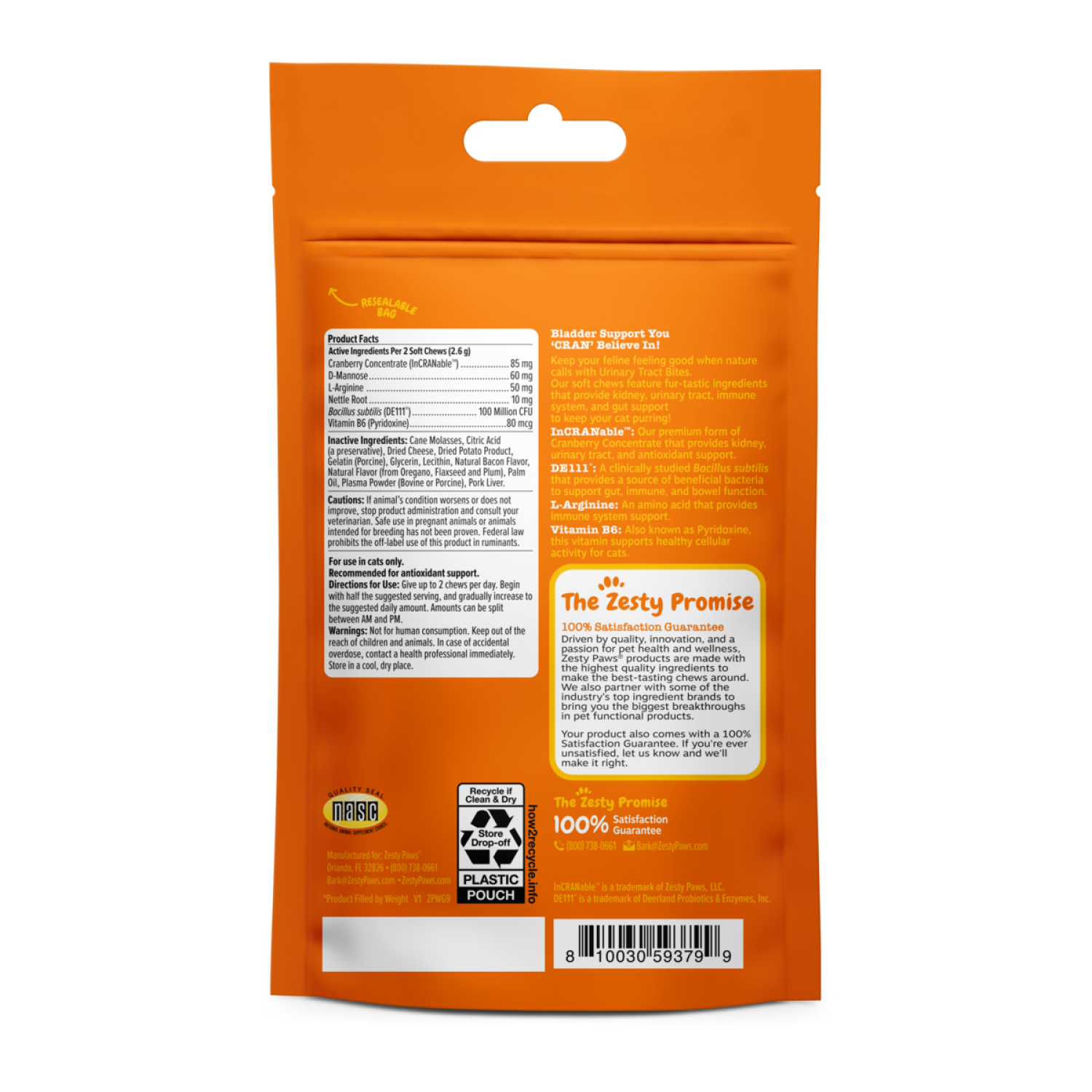 slide 2 of 5, Zesty Paws Urinary Tract Bites Cat, Bacon, 30ct, 30 ct